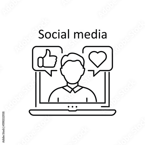 Social media specialist line icon. Media influence sign. Social blogger symbol. Illustration for web and mobile app. Line style influence person icon. Editable stroke social media blogger. Vector