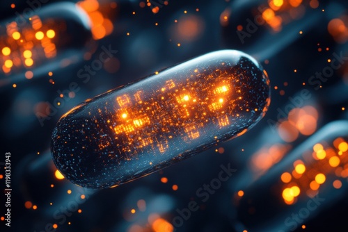 Exploration of complex microbial structures detailed in a vivid 3D render showcasing vibrant colors and intricate forms. Generative AI