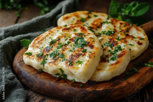 Minty halloumi cheese for grilling Cyprus squeaky cheese Text space for banner menu recipe