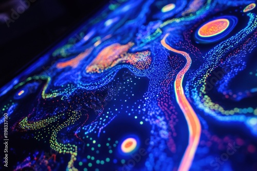 Molecular interactions reveal intricate patterns and dynamics among microbes under ultraviolet light. Generative AI photo