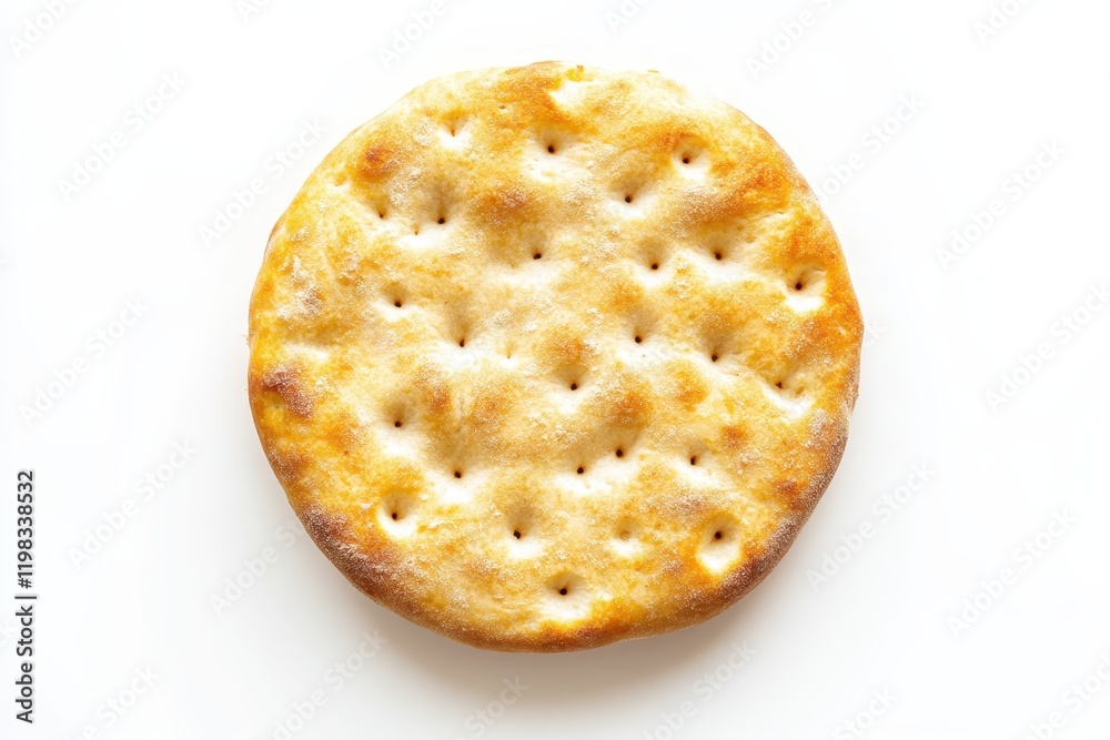 newly baked Italian focaccia bread on white background overhead view newly baked Italian focaccia bread on white background overhead view