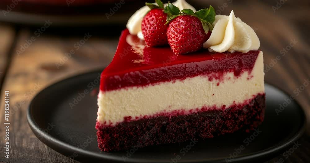 A pink strawberry cake with fresh strawberries. Strawberry cream puff cake. Delicate pink strawberry cake. Beautifully crafted strawberry shortcake with cream. Slice Strawberry cake. Birthday cake