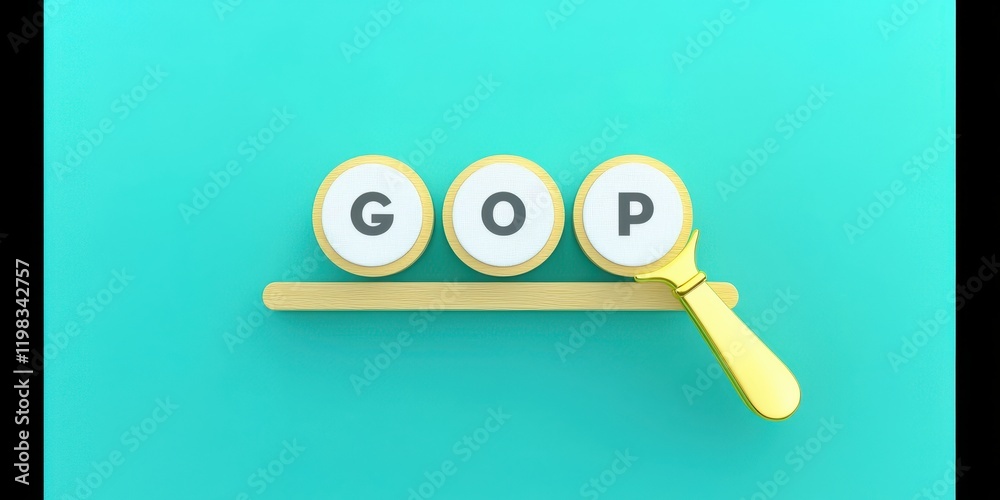 Fototapeta premium Political Concept with GOP and Magnifying Glass
