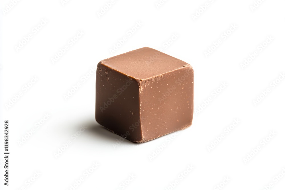 Plain chocolate fudge cube set against a white backdrop Plain chocolate fudge cube set against a white backdrop