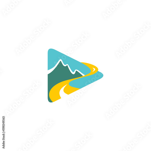 Free Download Abstract Logo Mountain Road Forming a Triangle. Can be used for Business and Technology Logos. Flat Vector Logo Design Template Elements.  - GFXLoad
