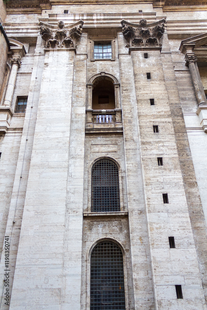 Historic Architectural Facade with Intricate Stone Details Historic Architectural Facade with Intricate Stone Details