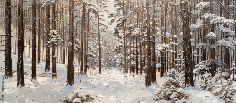 Obraz premium Snowy Forest Landscape