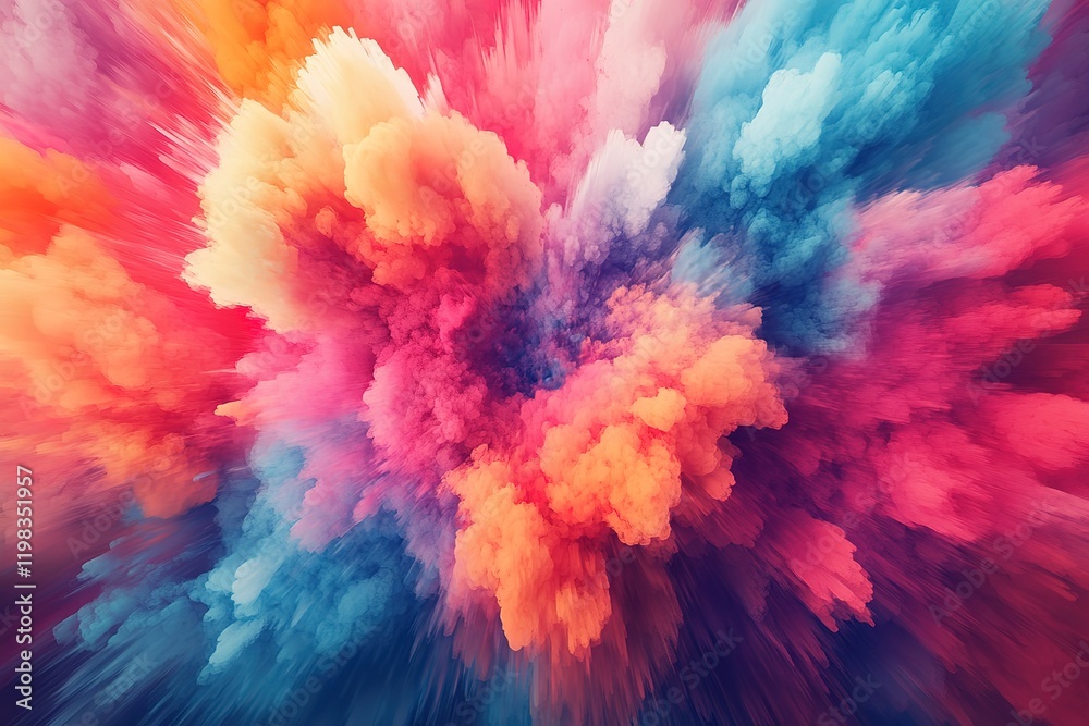Fototapeta premium Colorful explosion of smoke and fire with a heart shape in the middle