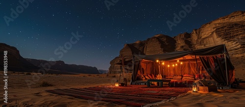 Tapety artystyczne Desert Camp Under a Starry Sky
