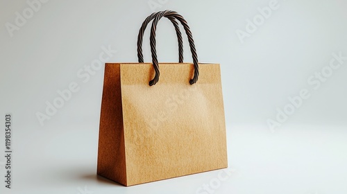 Brown paper bag on a white background used for packaging and carrying food or goods