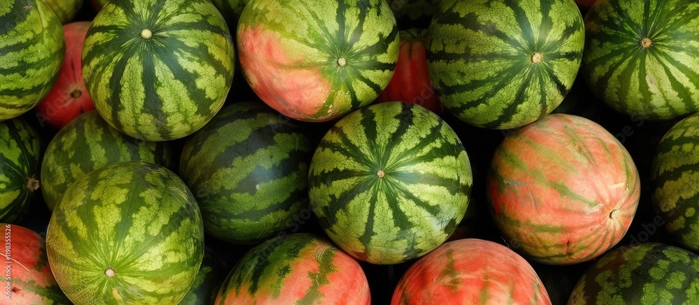 Watermelon Abundance: A Close-Up of Ripe Watermelons Watermelon Abundance: A Close-Up of Ripe Watermelons