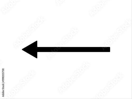 black arrow, flat vector illustration silhouette isolated on white background