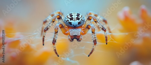 Close-up of a spider on its web. photo