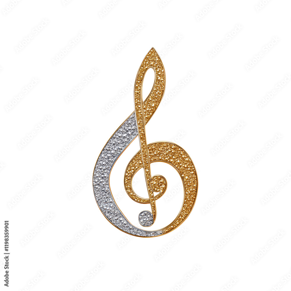 Fototapeta premium Elegant Gold and Silver Treble Clef Music Note Pendant Design