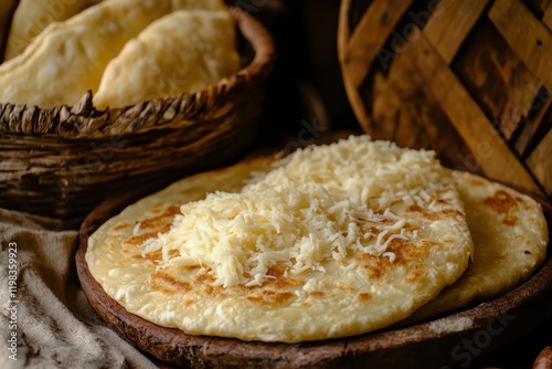 Tlayuda with cheese is a classic dish from Oaxaca Mexico photo