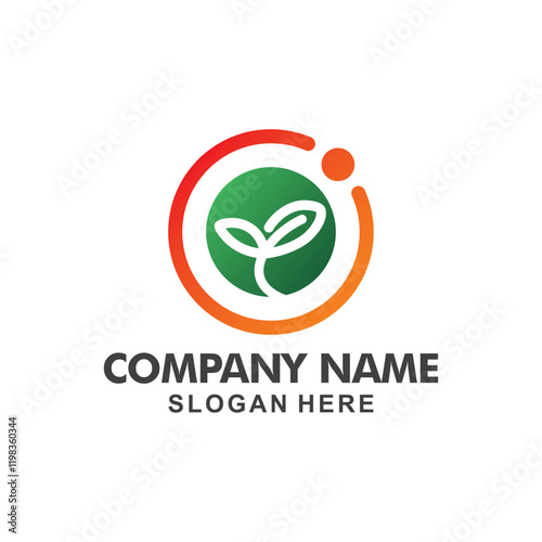 Abstract Logo Leaves In Circle, Stock Photos, Vectors Illustration