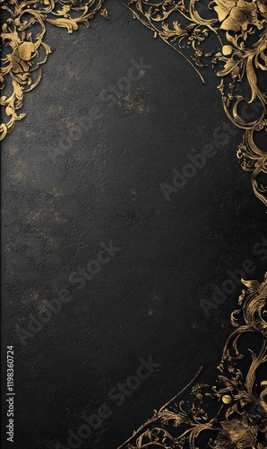 Gold ornate frame on dark background, design template