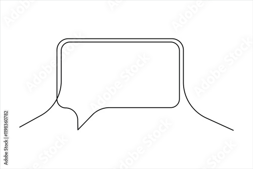 Continuous one line art drawing of speech bubble square shaped chat cloud and thought dialogue icon


