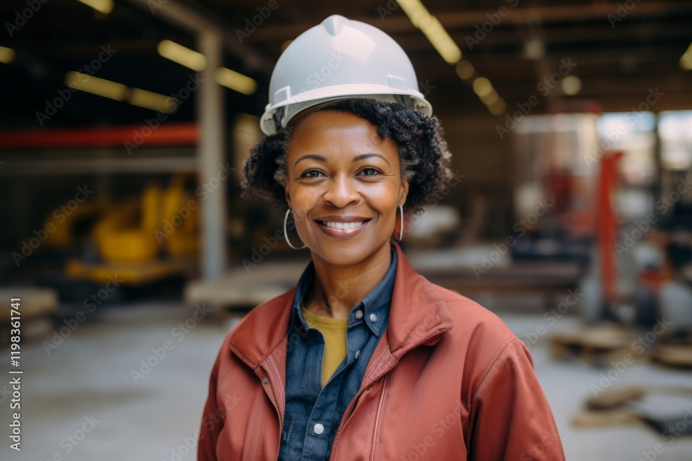 Smiling portrait of a middle aged businesswoman on construction site Smiling portrait of a middle aged businesswoman on construction site
