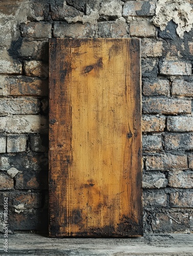 Wooden sign mounted on a rough stone wall with natural texture and rustic appeal