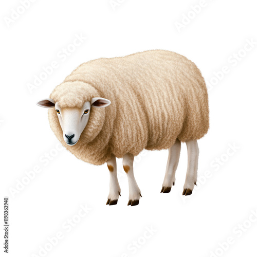 Fluffy Sheep A Detailed Illustration of a Domestic Sheep photo