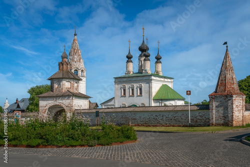 Wallpaper Mural View of the Holy Gates of the Alexander Monastery, the Church of the Ascension and the bell tower on a sunny summer day, Suzdal, Vladimir region, Russia Torontodigital.ca
