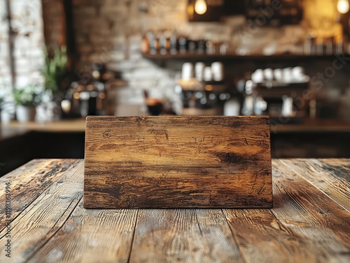 Wooden table with a rustic sign displayed on its surface in a cozy indoor setting
