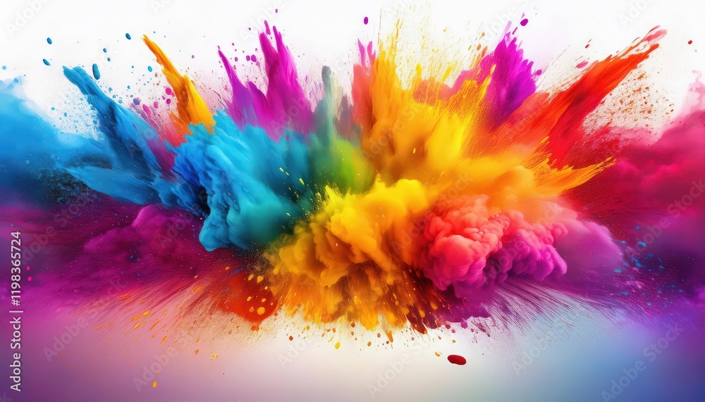 Explosion of Holi Colors Dynamic Burst of Vibrant Hues against a Clear Sky, Capturing the Joy and Energy of Indias Festival of Colors Explosion of Holi Colors Dynamic Burst of Vibrant Hues against a Clear Sky, Capturing the Joy and Energy of Indias Festival of Colors