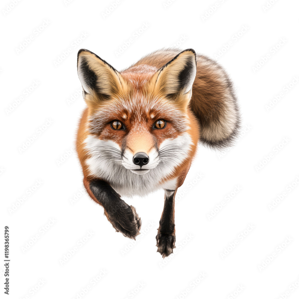Fototapeta premium Red Fox Approaching - High-Angle View, Wildlife Portrait