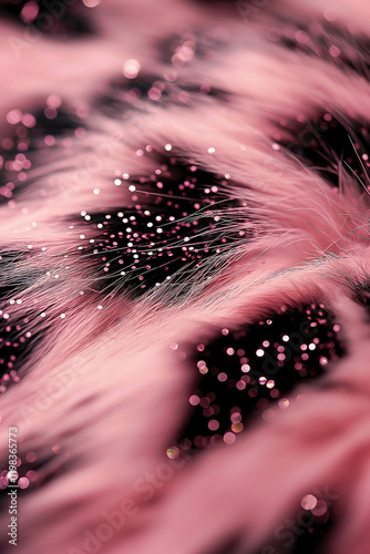 Pink fur and glitter creating a festive and glamorous background