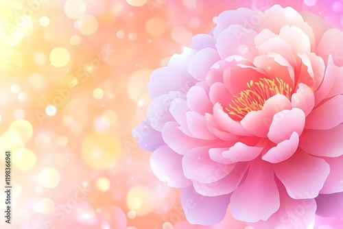 Pastel Pink Peony Blossom with Soft Bokeh Background