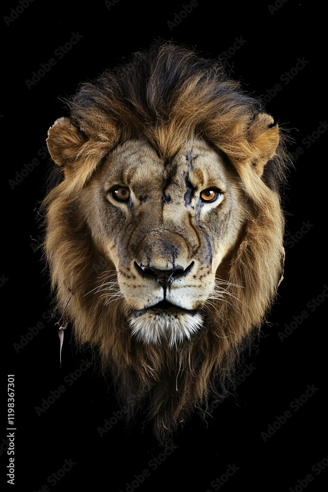 Fototapeta premium Lion on a black background