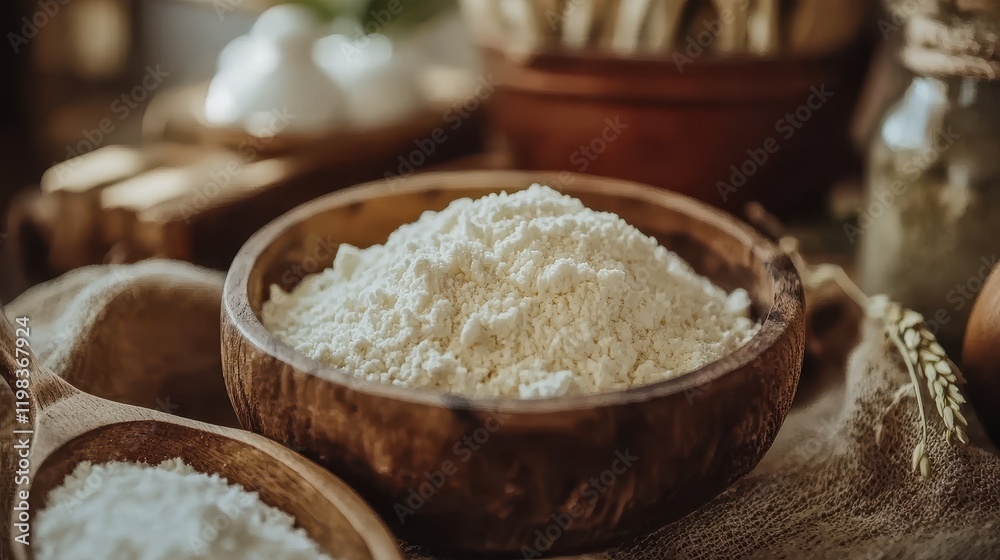 Fresh Flour in Rustic Kitchen Setting Fresh Flour in Rustic Kitchen Setting