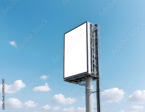 Empty billboard providing advertising space against blue sky