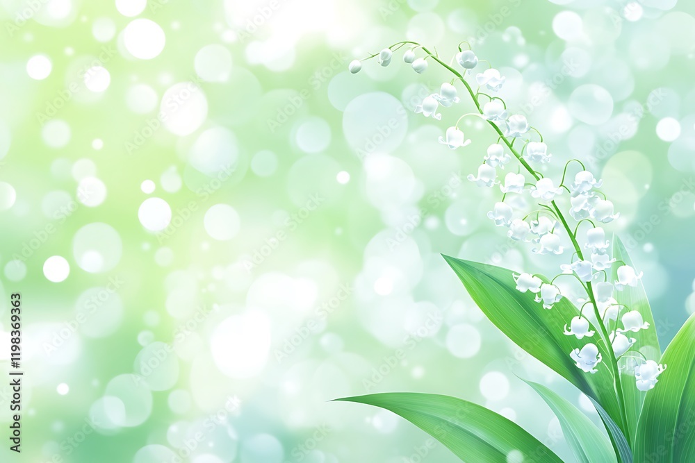 Delicate Lily of the Valley Blossom with Soft Bokeh Background Delicate Lily of the Valley Blossom with Soft Bokeh Background