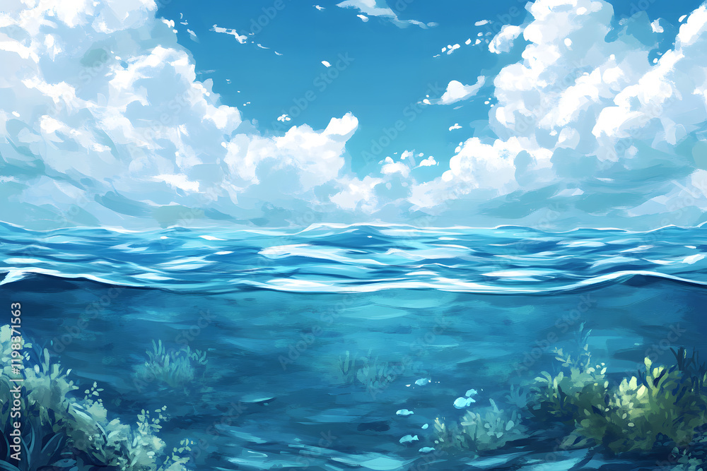 Fototapeta premium Calm Waves Under a Blue Sky