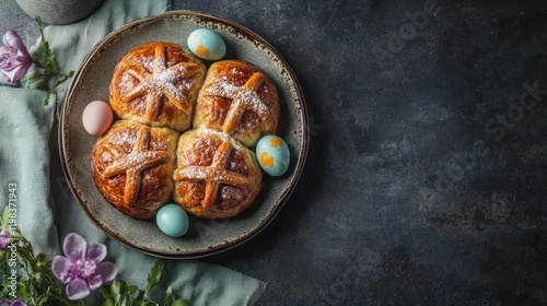 Easter Bread and Pastel Eggs: A Festive Tabletop Delight
