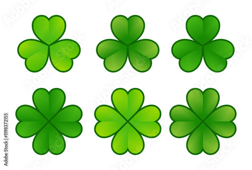 shamrock and four leaf clover icon symbol design flat vector