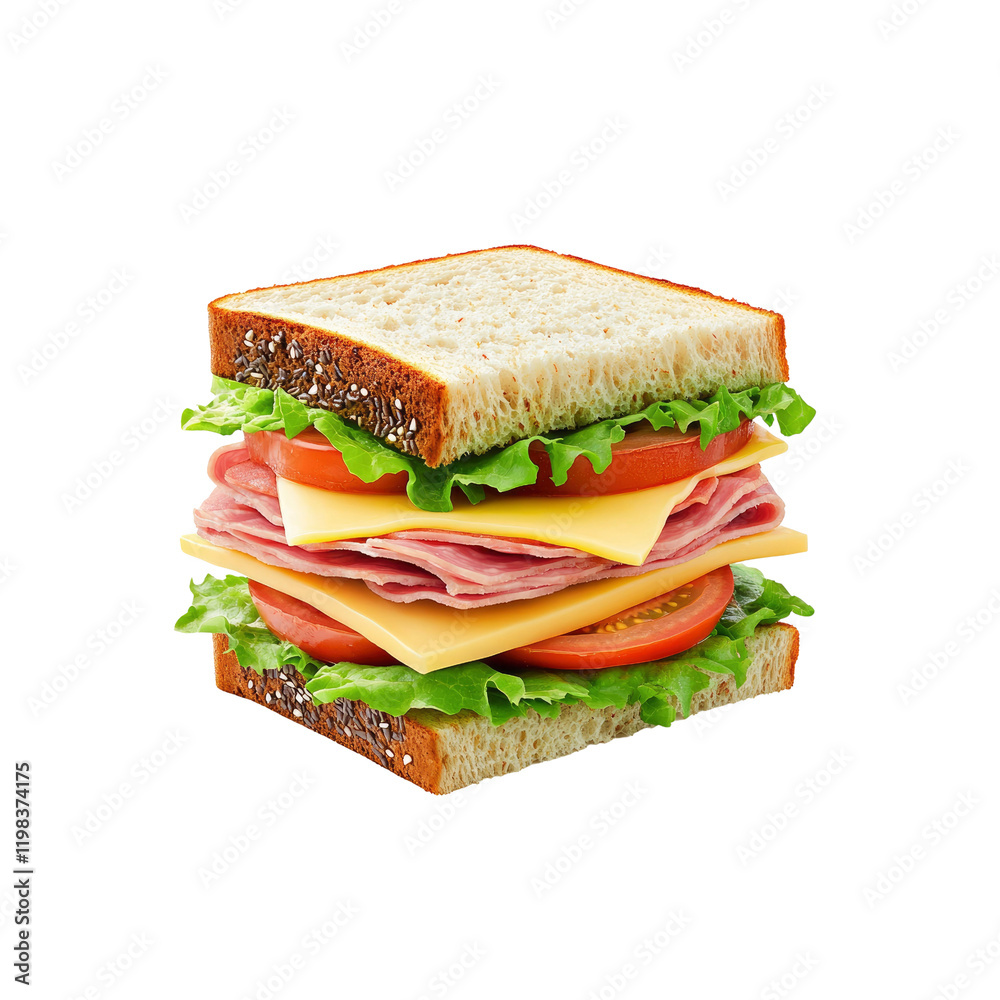 Delicious Ham and Cheese Sandwich on Whole Wheat Bread Delicious Ham and Cheese Sandwich on Whole Wheat Bread