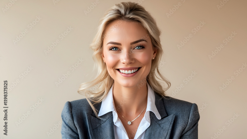 portrait of young happy smiling Norwegian businesswoman portrait of young happy smiling Norwegian businesswoman