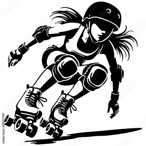 Female Roller Derby Illustration.