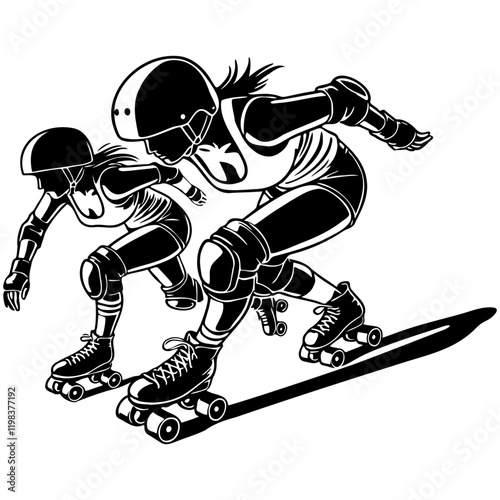 Female Roller Derby Illustration.