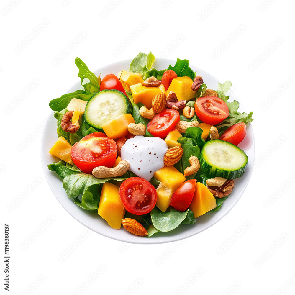 Delicious and Healthy Mango Salad with Nuts and Creamy Dressing Delicious and Healthy Mango Salad with Nuts and Creamy Dressing