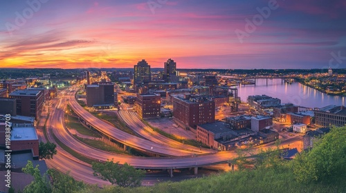 La Crosse, Wisconsin: A Panoramic View at Sunset photo