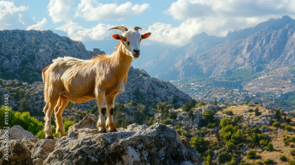 Magnificent Mountain Goat: A Serene Mountaintop View Magnificent Mountain Goat: A Serene Mountaintop View