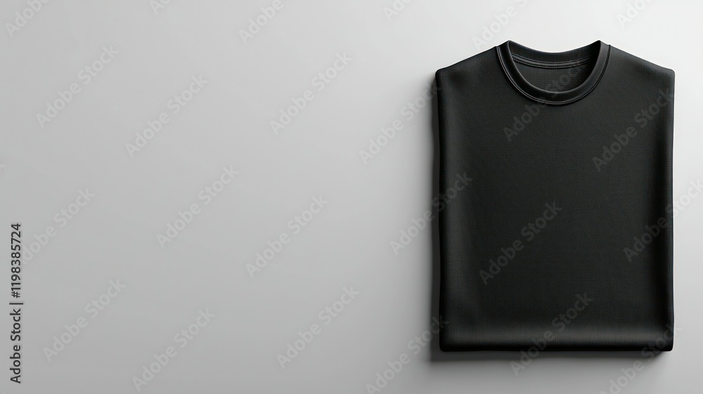 Folded black t-shirt on white background. Folded black t-shirt on white background.