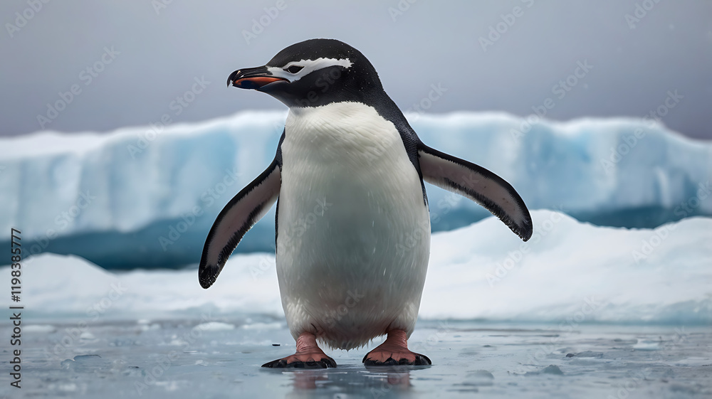Fototapeta premium cute penguin in Antarctica, created by generative ai