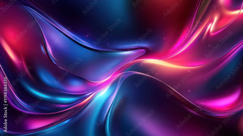 Naklejka premium Futuristic abstract background with glowing neon elements and metallic textures
