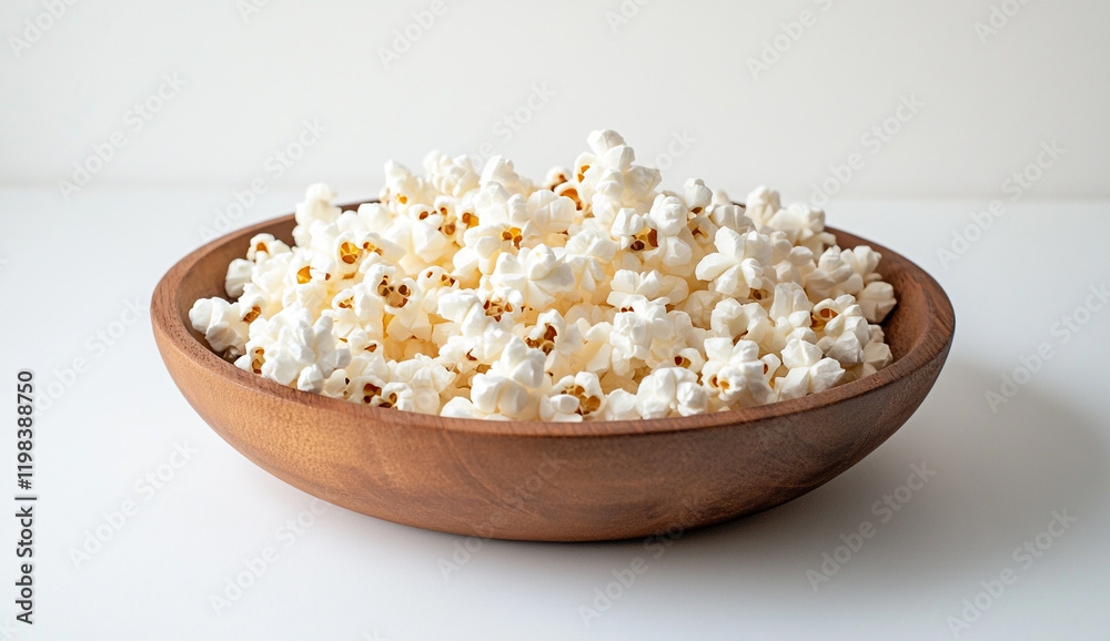 Delicious popcorn on a wooden serving tray Delicious popcorn on a wooden serving tray
