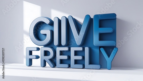 Blue three dimensional words give freely